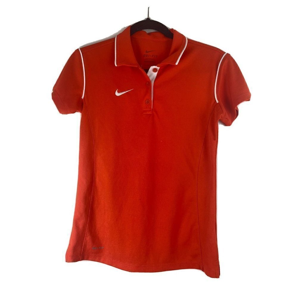 Nike Womens Golf Polo Size S Dri Fit Orange Short Sleeve Activewear